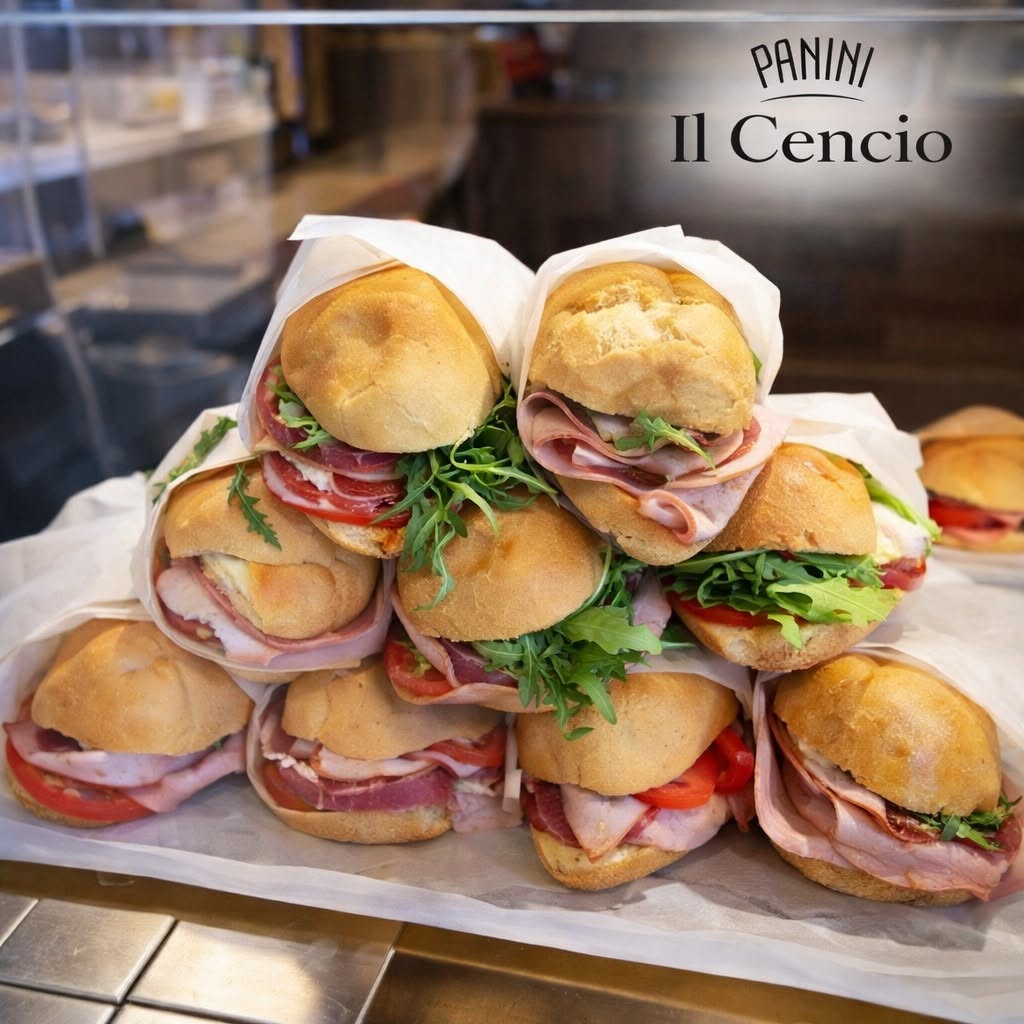 Pila di panini farciti con salumi e verdure